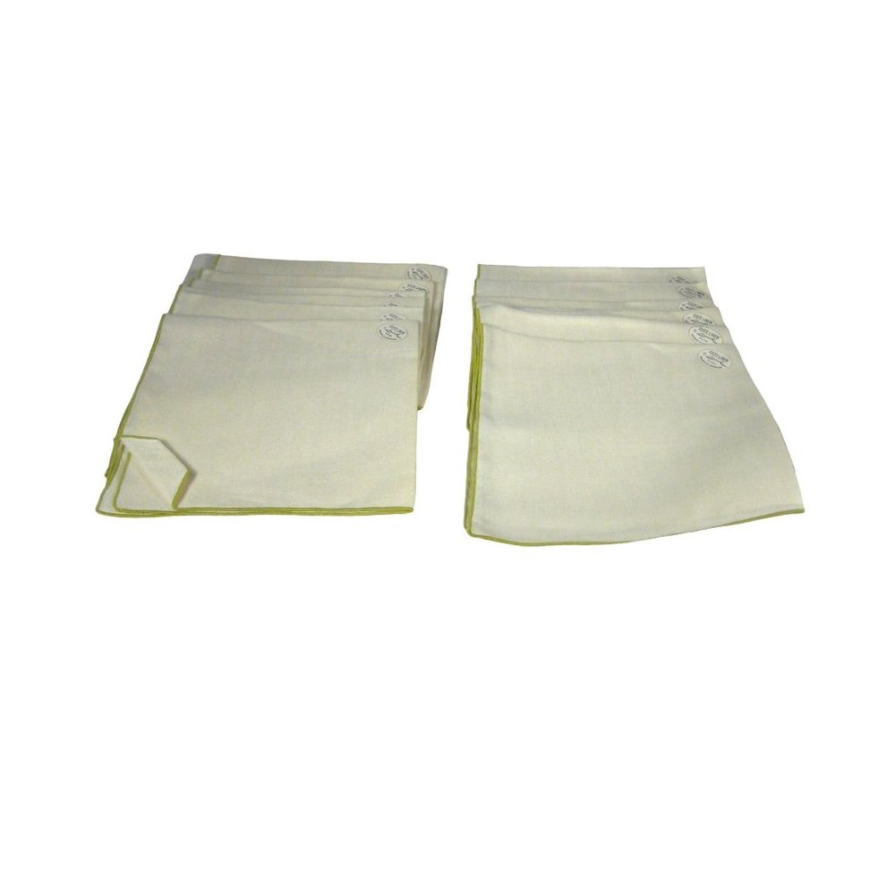 NEW Leacock Set of 12 Napkins Vintage 100% Linen Tan Green 16.5 x 16.5 inches